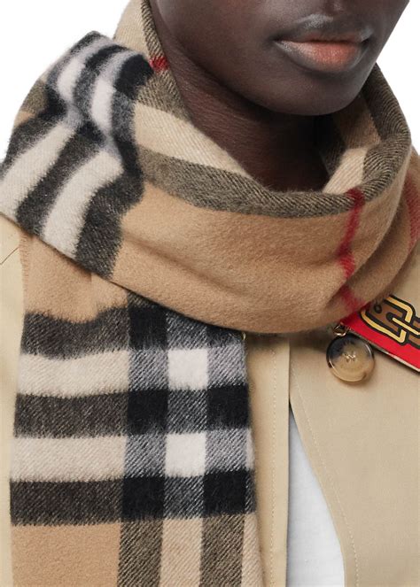 burberry camel giant check scarf|Burberry Check cashmere scarf sale.